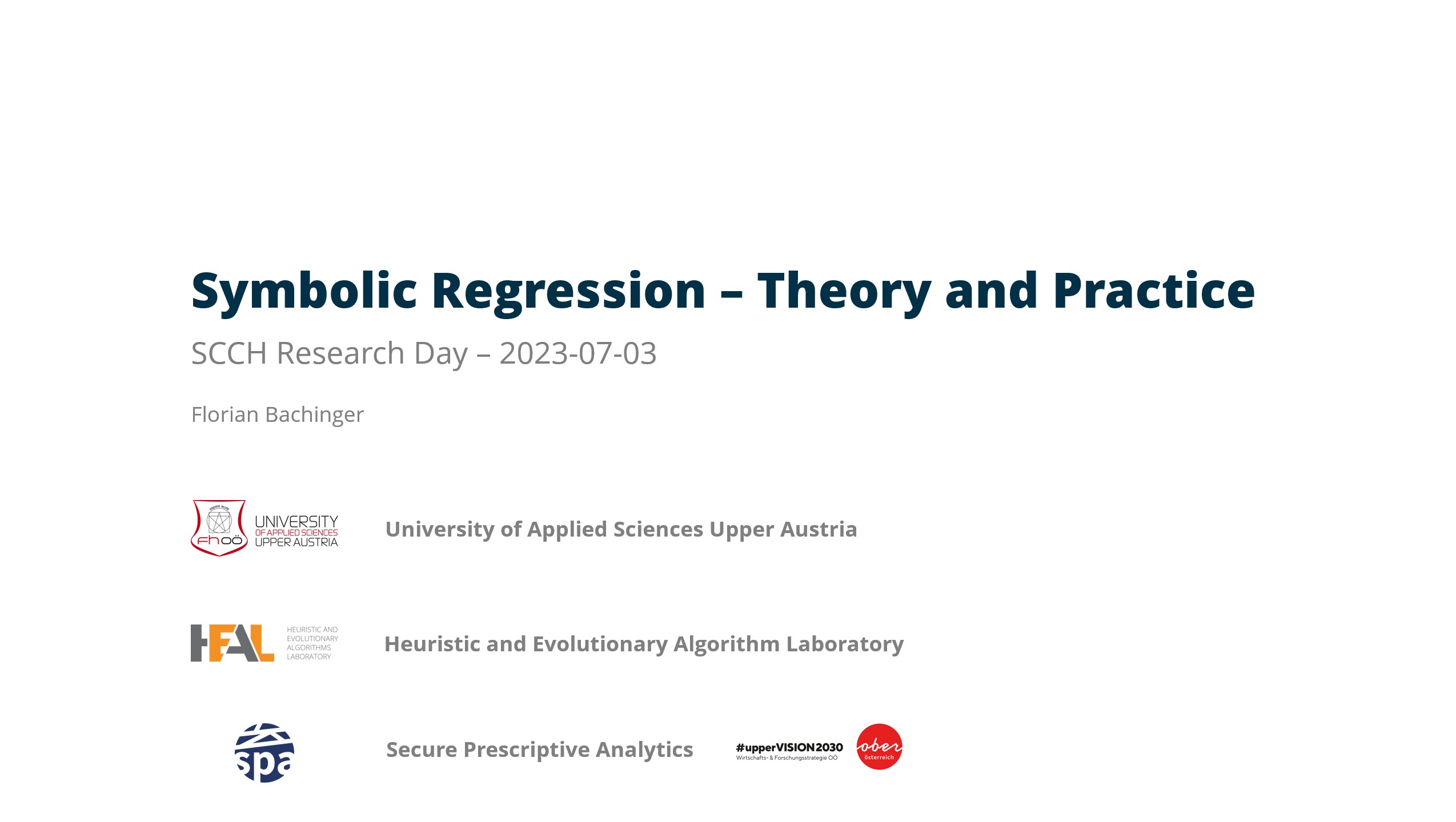 Fachvortrag zu Symbolischer Regression am SCCH Research Day 2023